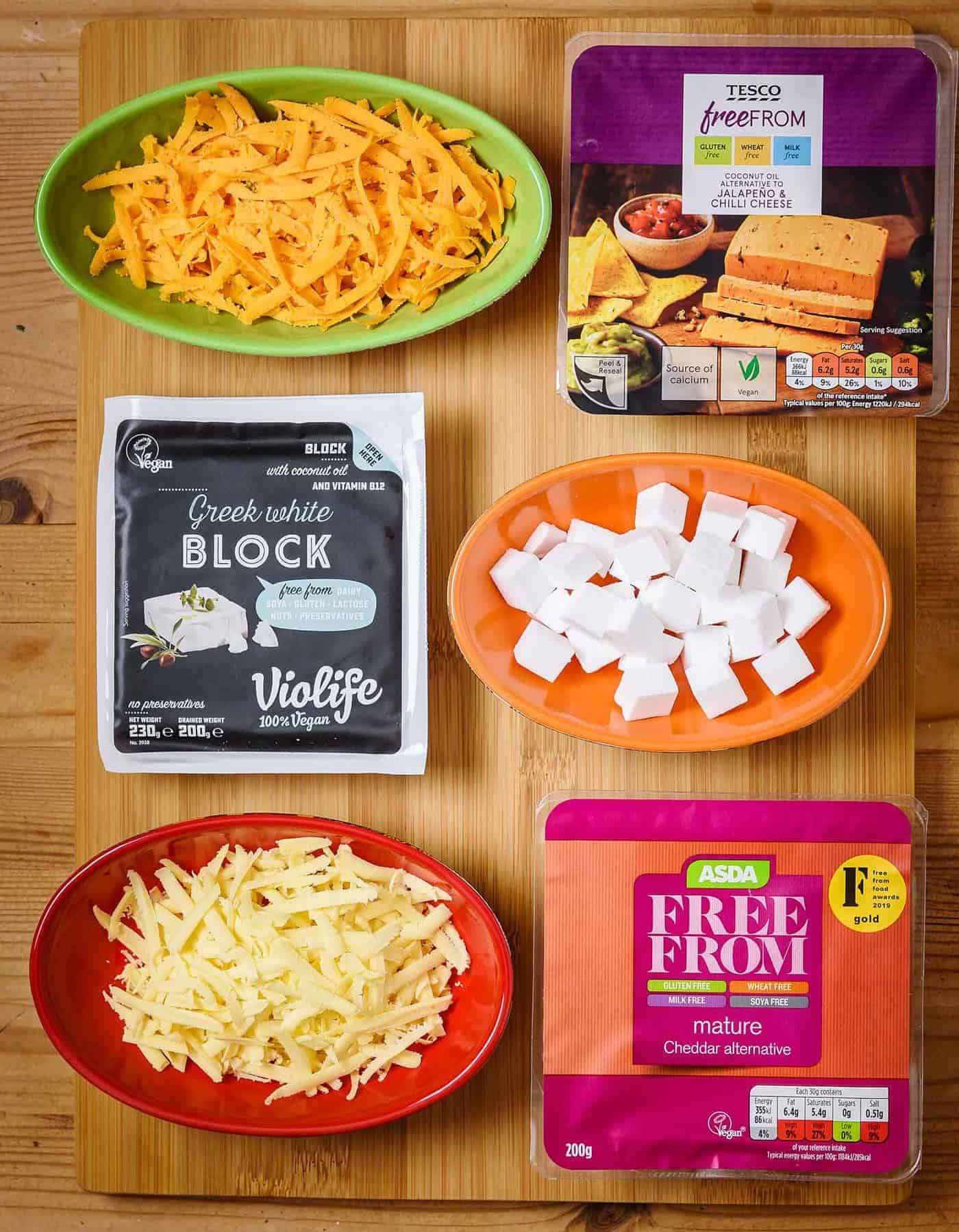 Cheeses used for Vegan 3-Way Cheesy Tartlets