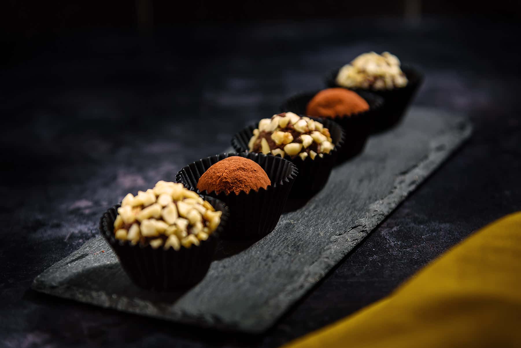 Highlight of cocoa covered truffle