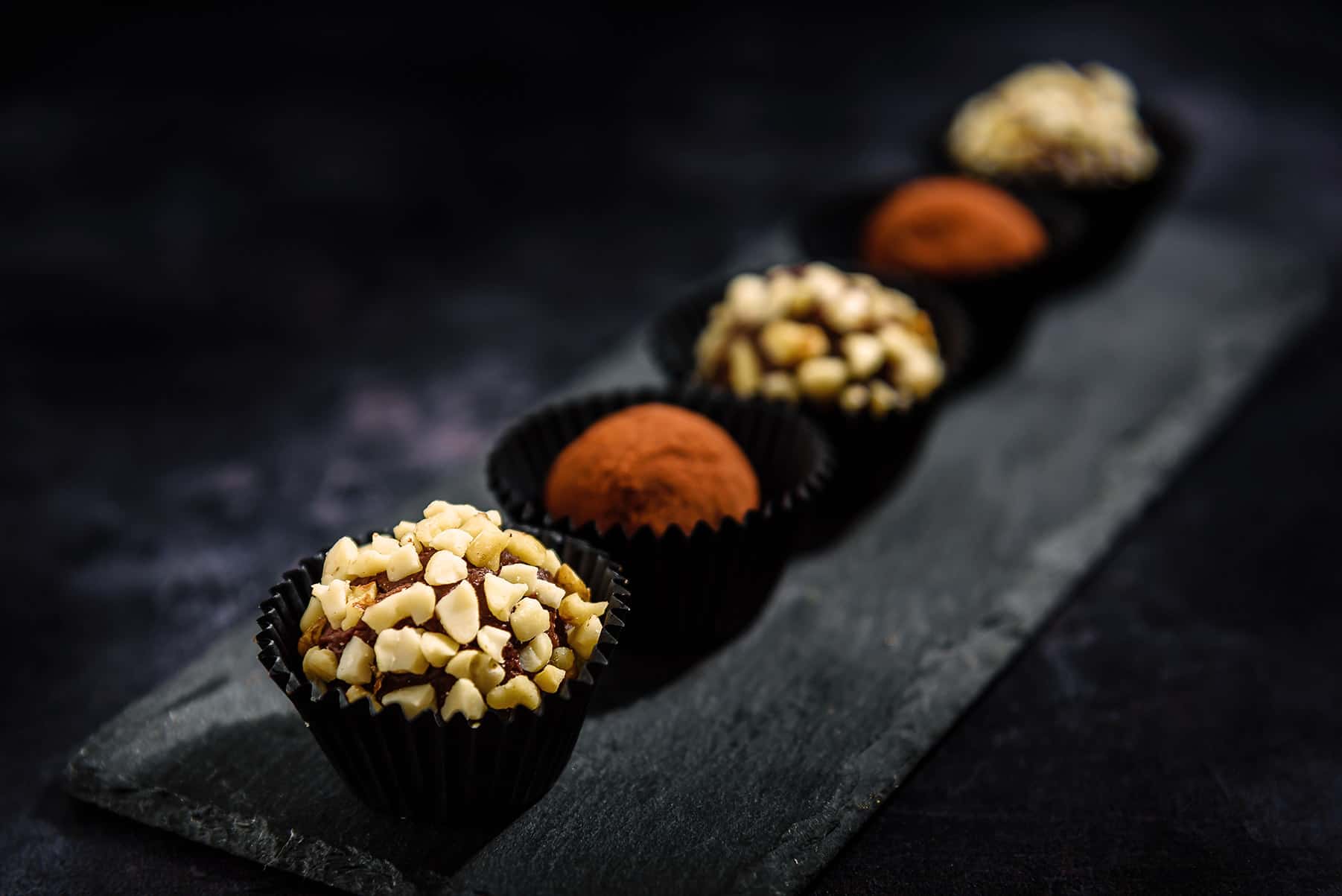 Highlight of nut covered truffle