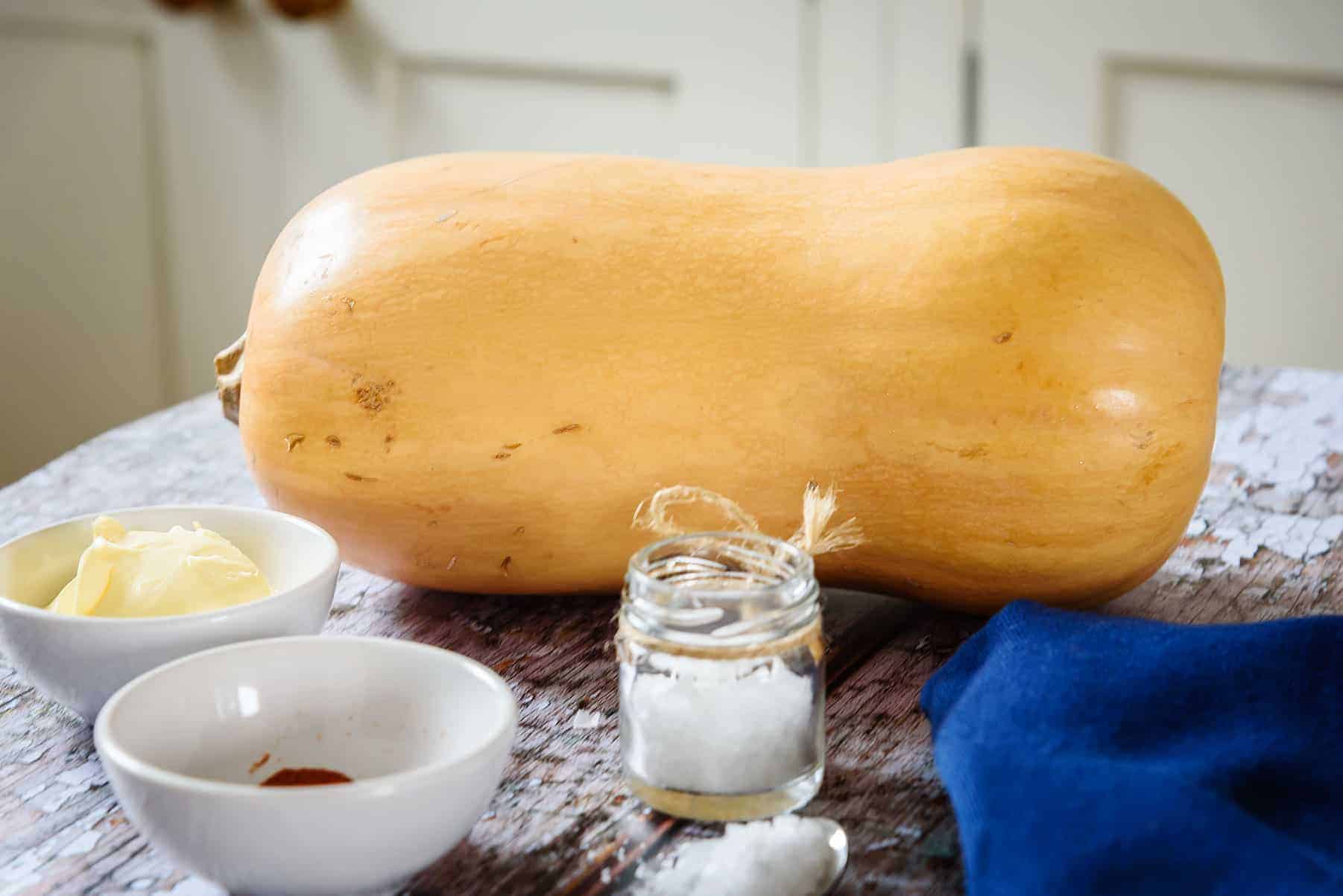 Close up of ingredients for Vegan Butter-Roasted Butternut Squash Soup