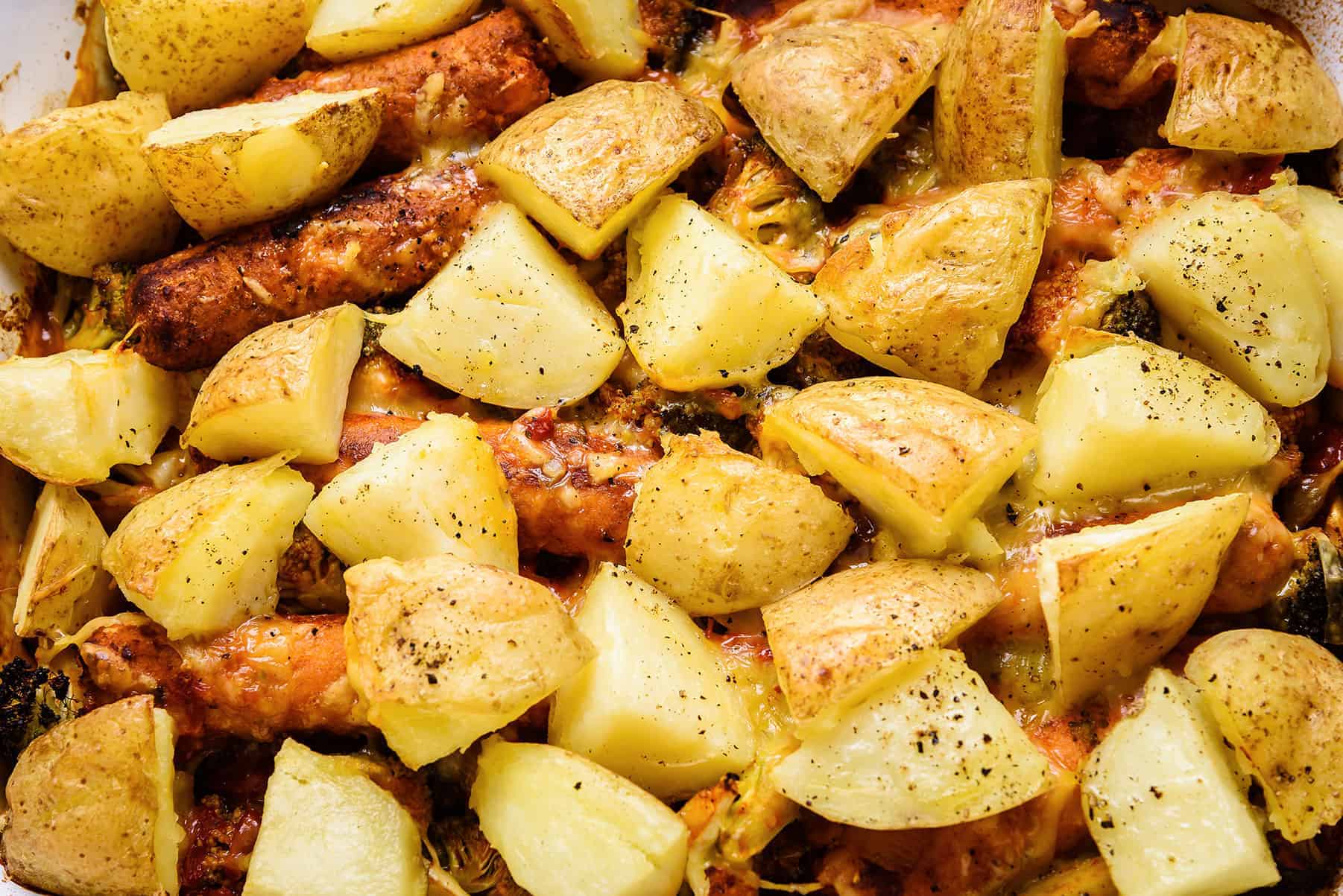 Cooked Vegan Sausage & Potato Bake