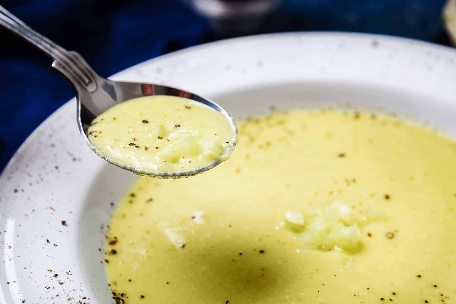Creamy Vegan Celery Soup on a Spoon