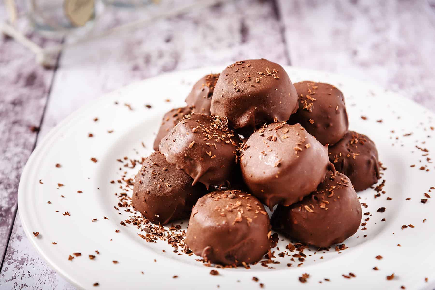 Close up of Vegan Date & Nut Chocolates