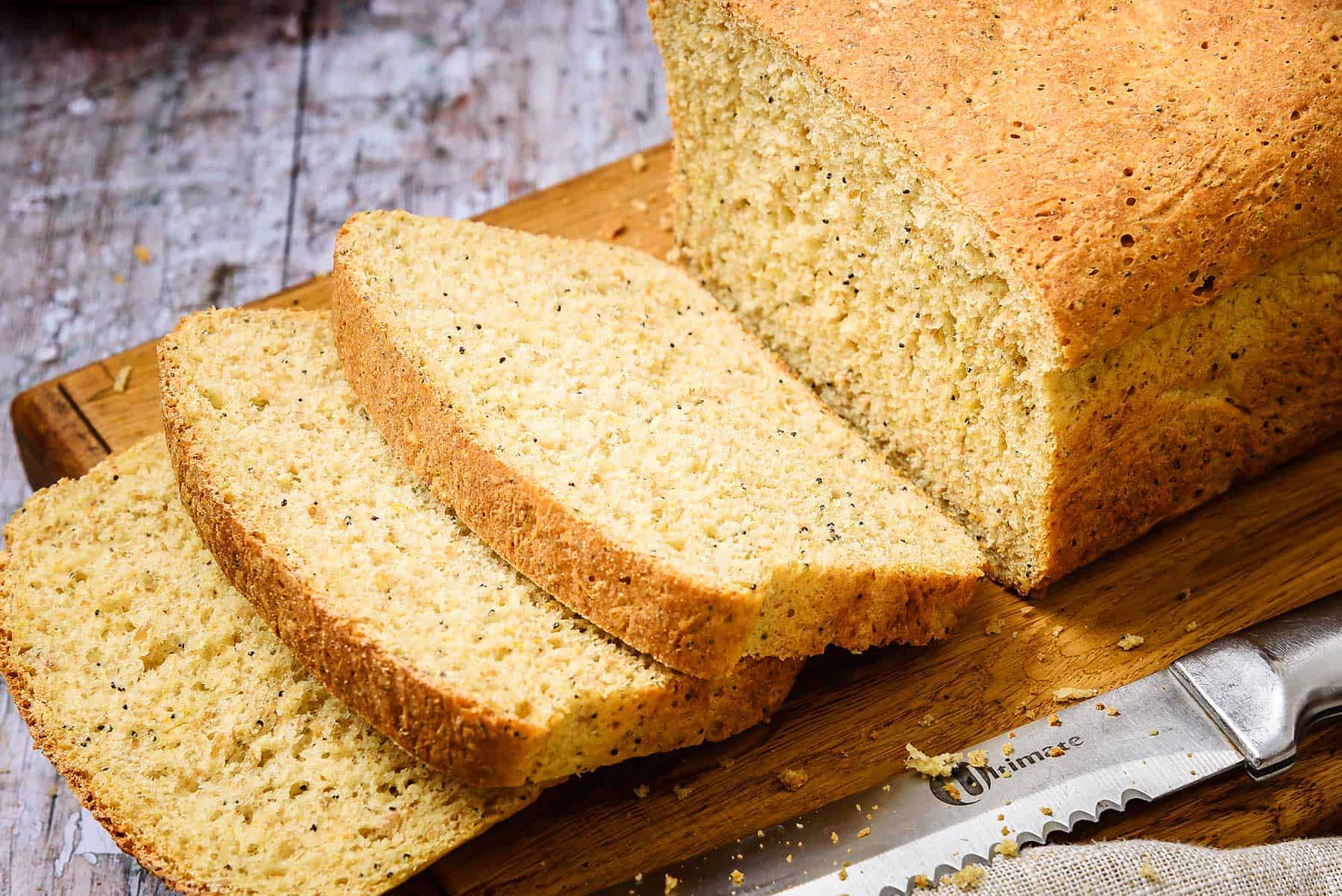 Close up of sliced Vegan 3-Seeded Pumpkin Bread