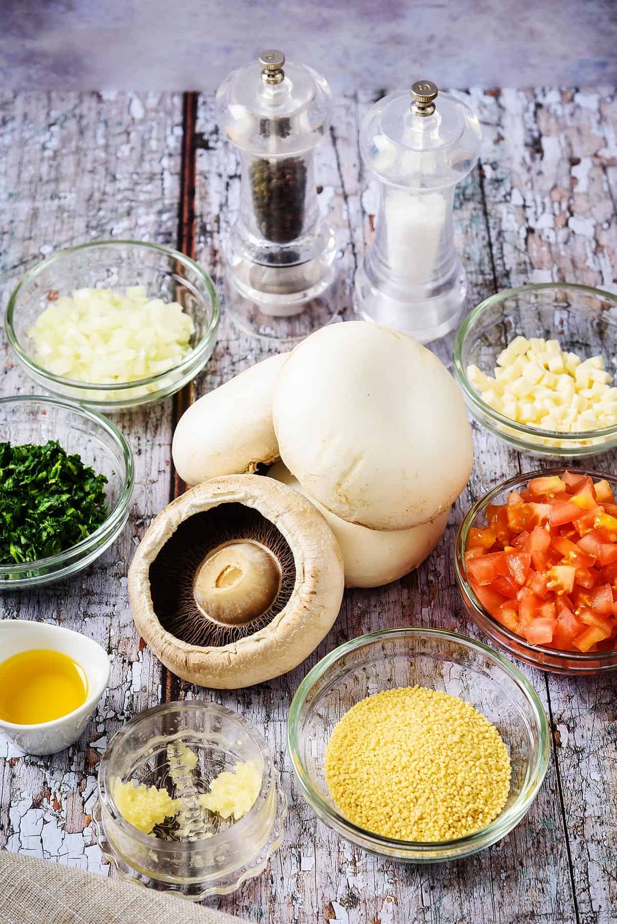 Ingredients for Vegan Couscous Stuffed Mushrooms