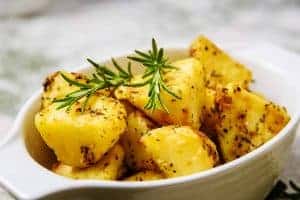 Close up of Vegan Rosemary & Garlic Roasties