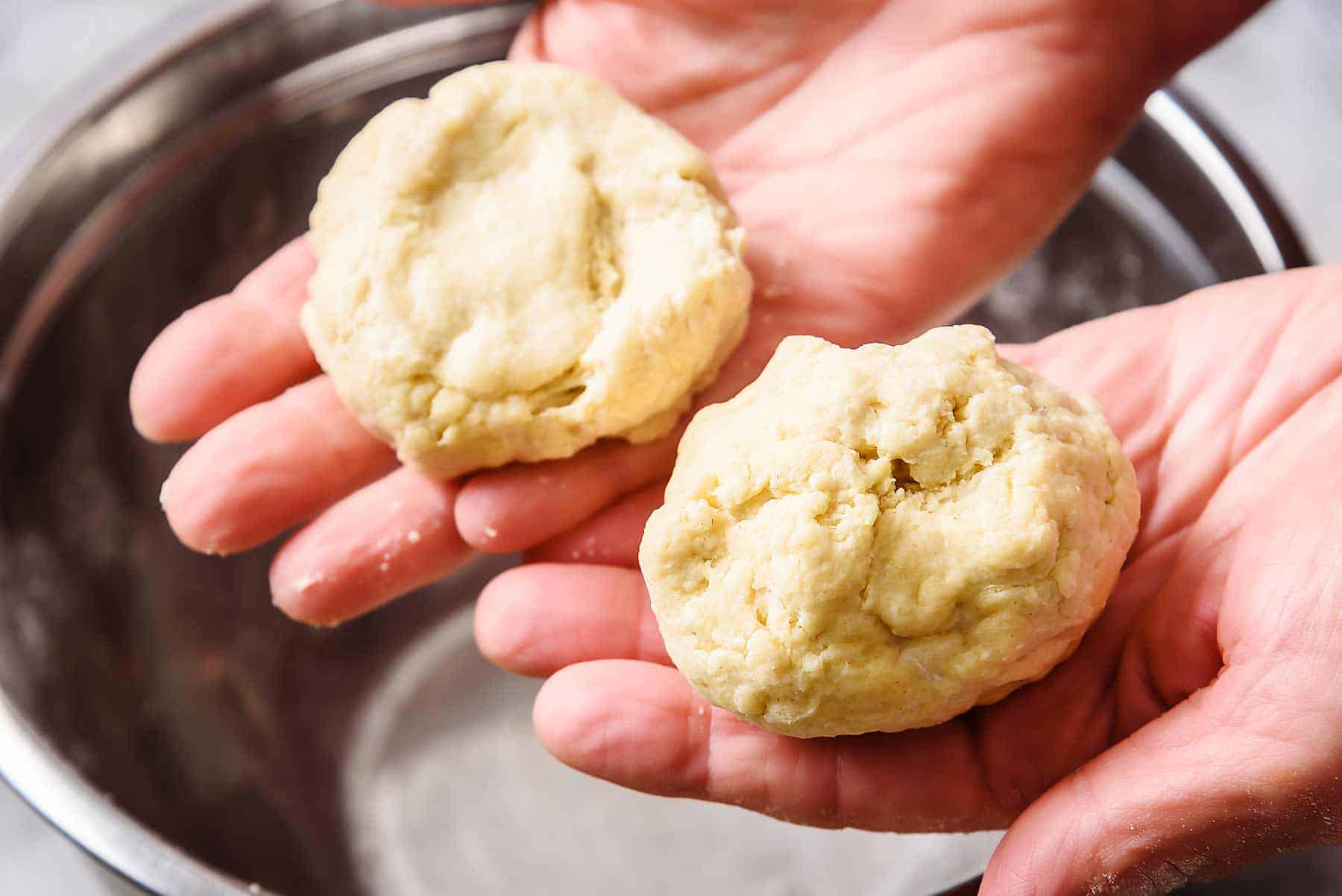 Dough divided into two balls