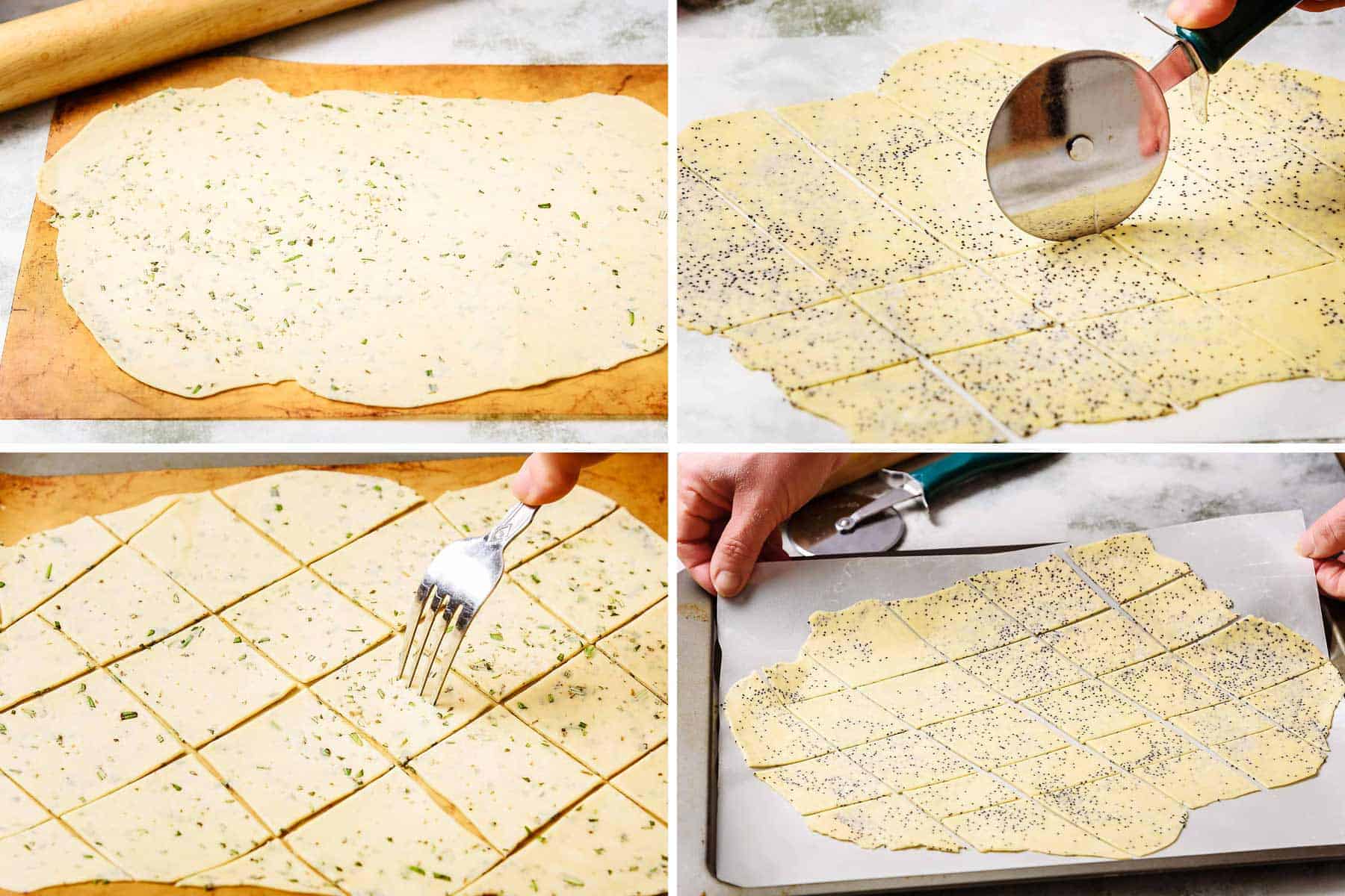 Rolling and cutting the cracker dough