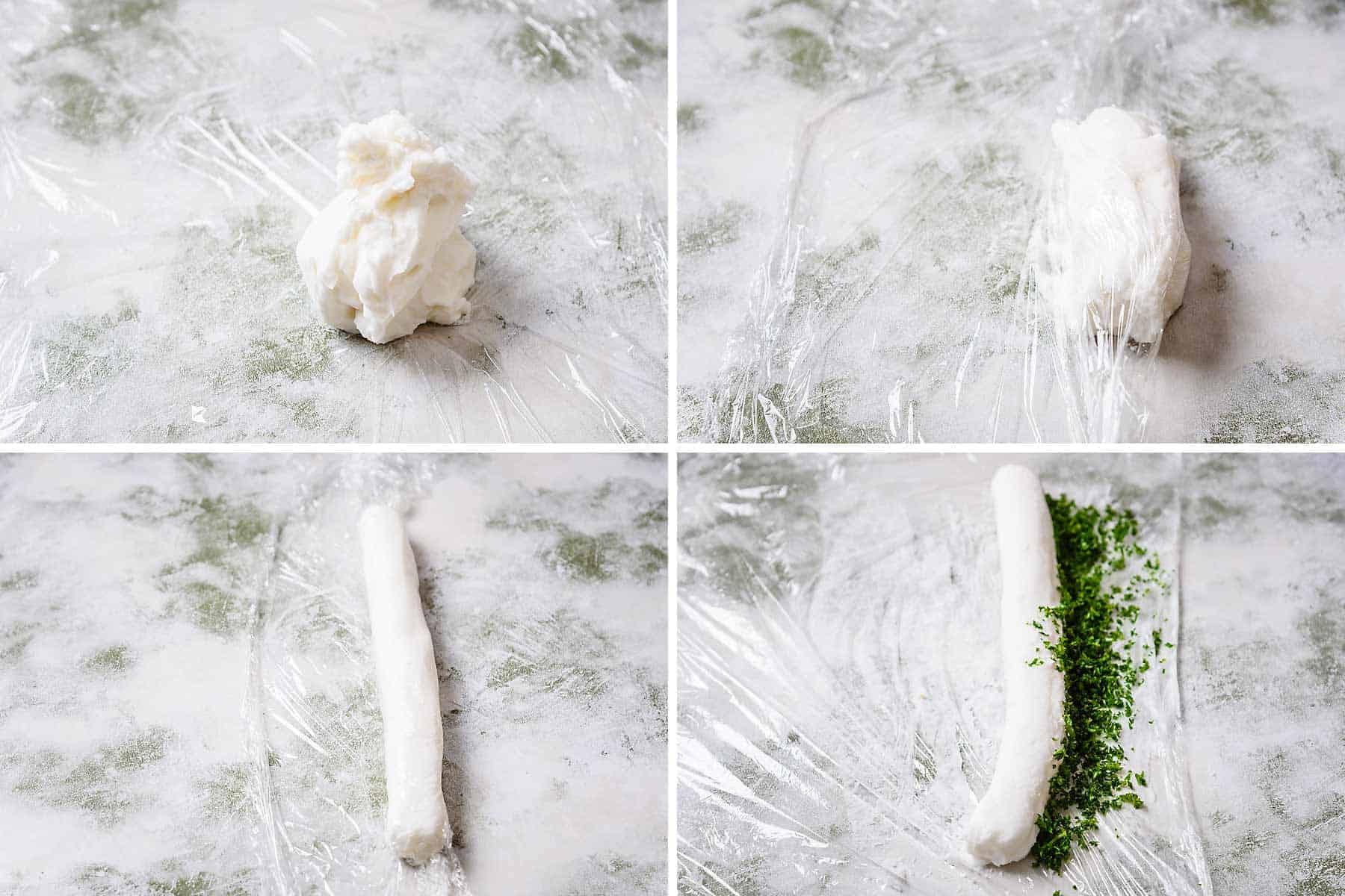Rolling the cheese and adding the parsley