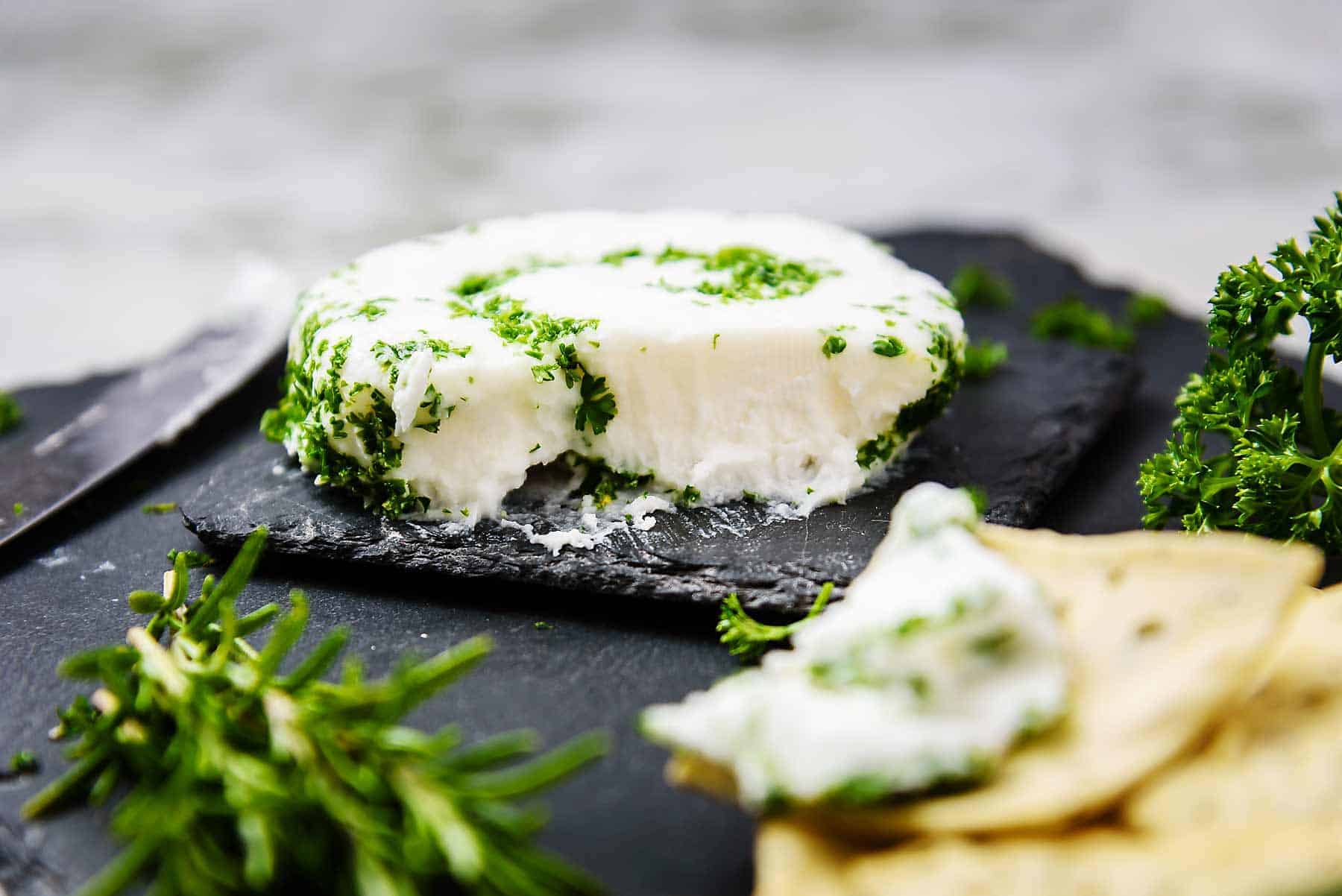 Vegan Le Roulé Cheese on a cracker