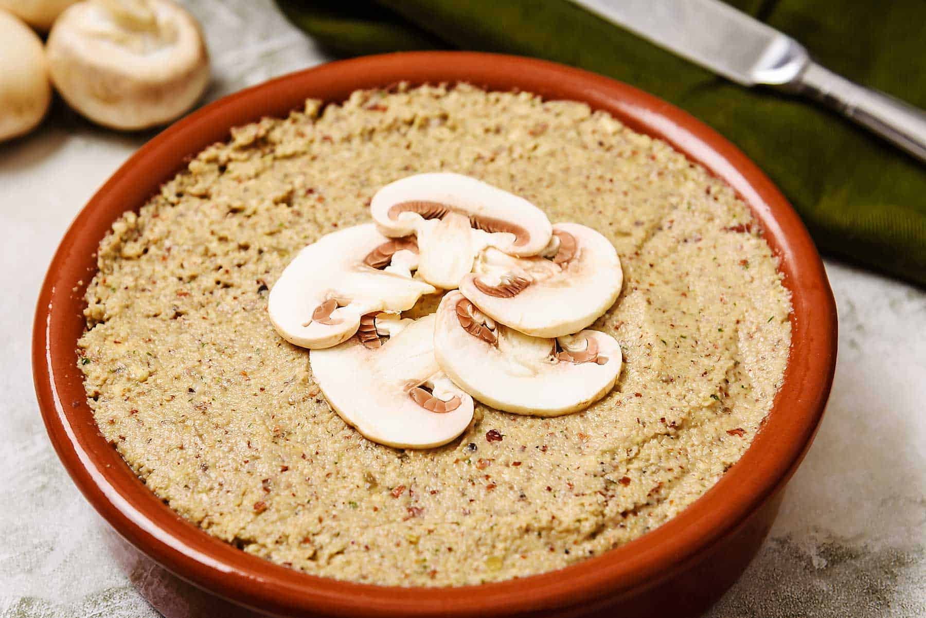 Vegan Mushroom & Almond Pâté in a bowl