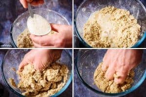Adding the liquid and bringing the dough together