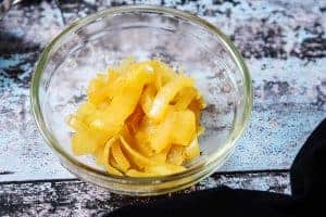 Pieces of cooked onion in a bowl