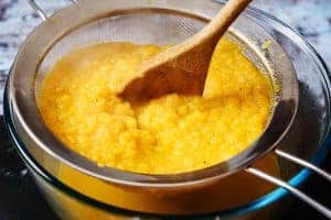Sieving the blended soup