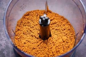Biscuit crumbs in a food processor