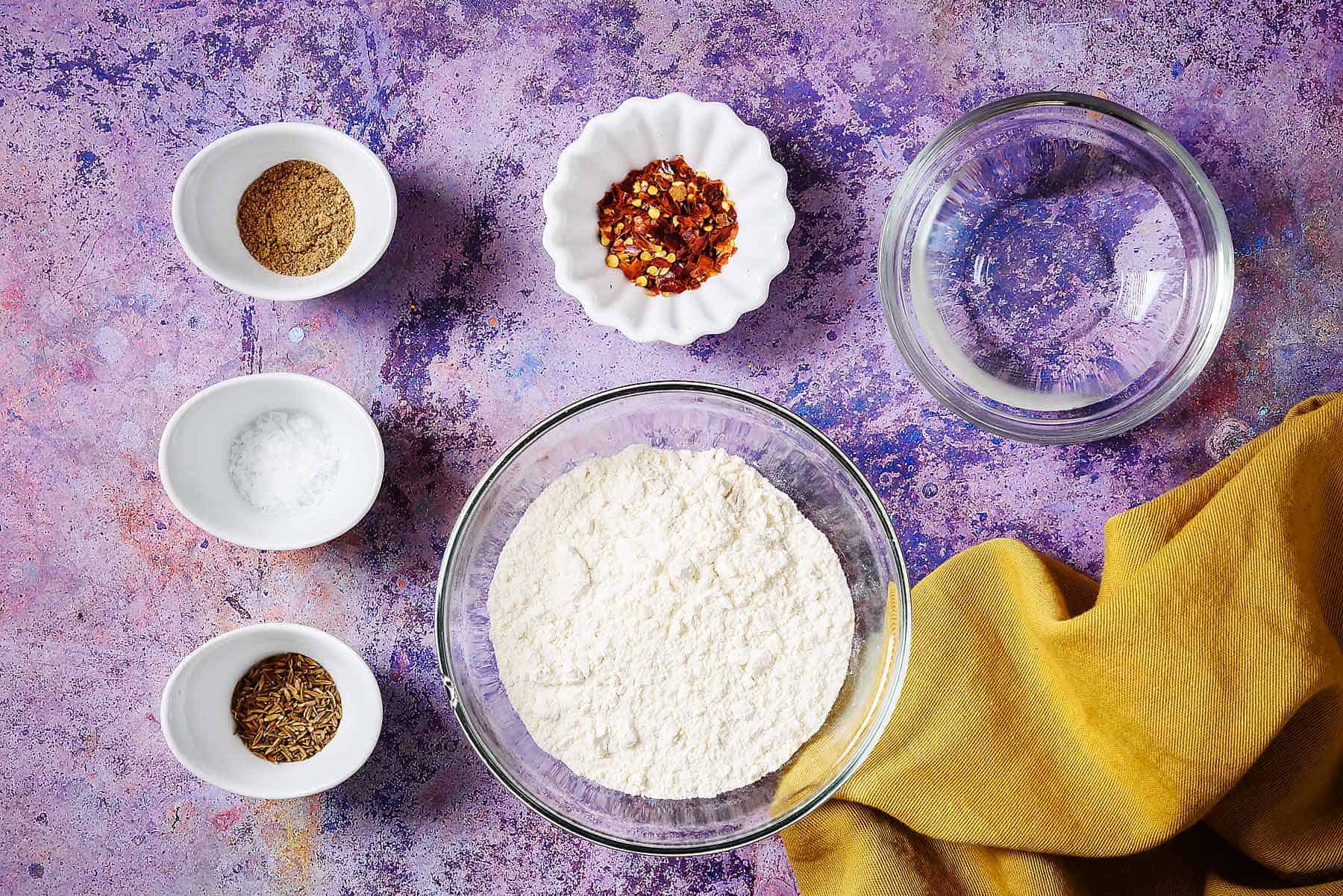 Ingredients for steamed flatbread