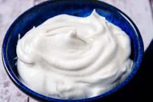 Vegan Sweetened Whipped Cream in a bowl