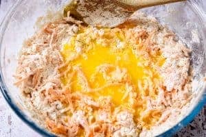 Adding the melted butter