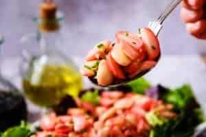 Butter Bean & Radish Salad on a spoon