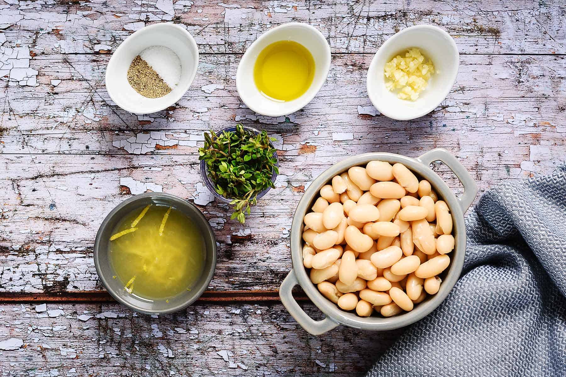 Ingredients for zingy bean dip