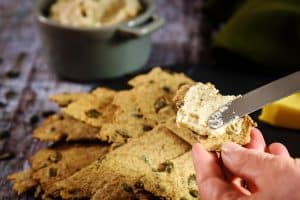 Rye & Pumpkin Seed Crackers with zingy dip on