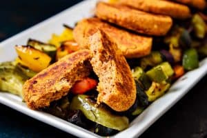 Lentil & Kidney Bean Patties with one broken open