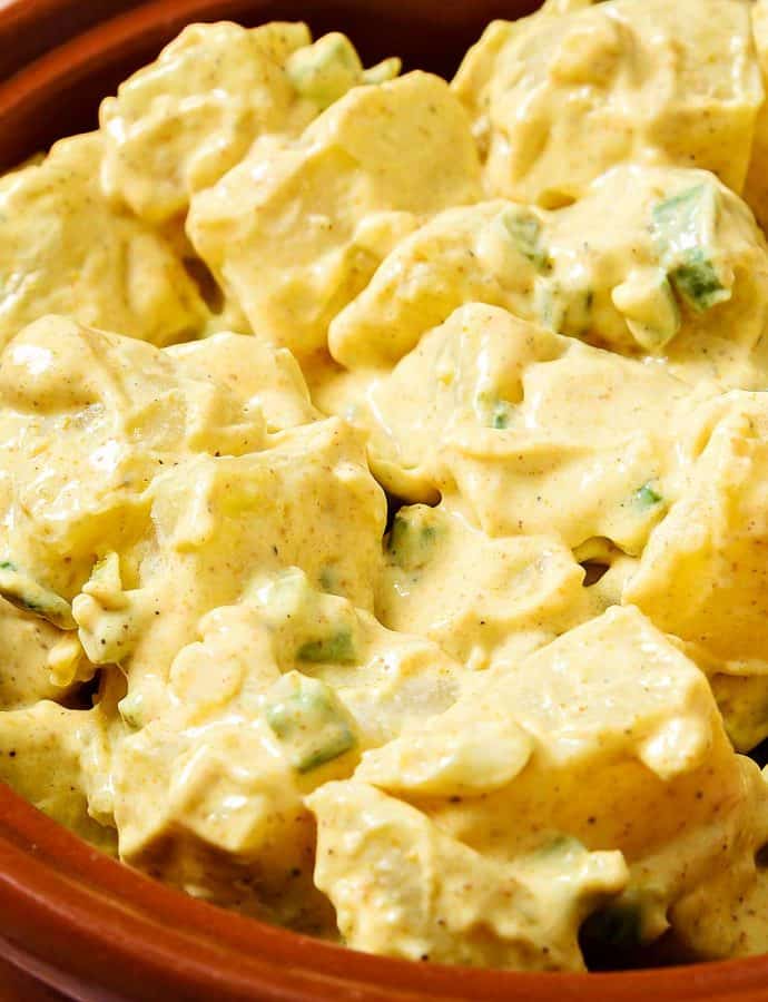 Vegan Potato Salad Indienne, Low Calorie!
